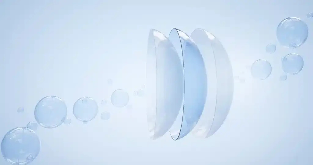 Graphic illustration of contact lenses in solution